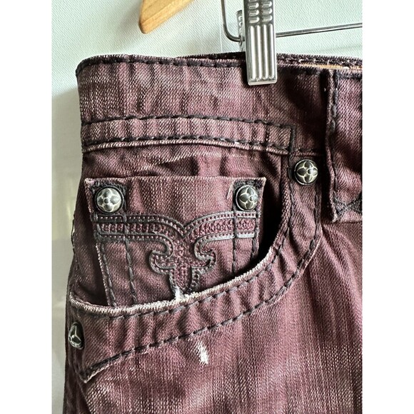 NWT ROCK REVIVAL MEN'S JEANS 42 38 JACK BIKER MOTO BURGUNDY new - Picture 16 of 16